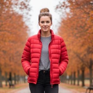 Charter Club Down Filled Packable Red Puffer Jacket Size Medium